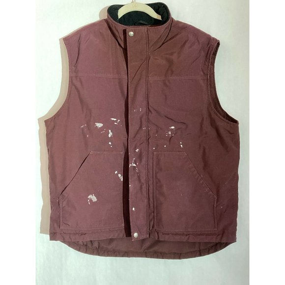 Carhartt Men's Burgundy Full Zip Nylon Quilt Lined  Work Vest Size XL - Picture 1 of 6